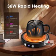 Black Cup Warmer - 3 Temperature Levels, 2-12H Timer, 4 Hours Automatic Shut-Off, Candle Warmer Plate