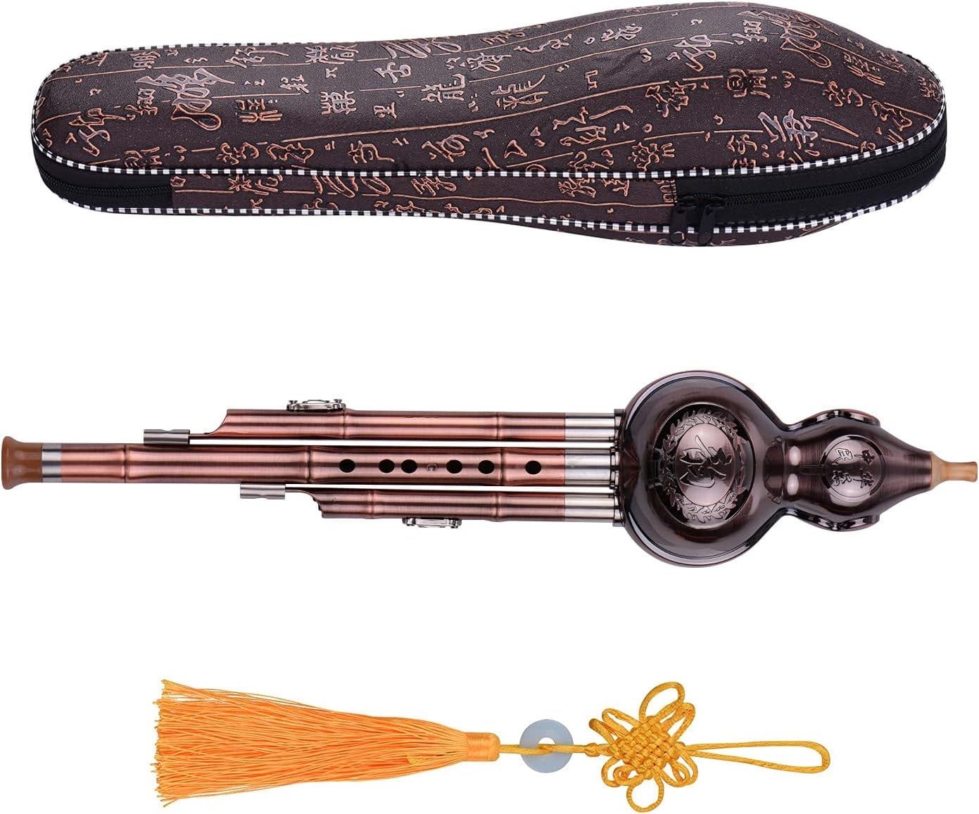 3 Tone Hulusi Gourd Cucurbit Flute Aluminum With Copper Plated Pipes Chinese Traditional Instrument For Beginners Musical Amateurs,C-Key