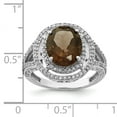 thumbnail image 2 of 925 Sterling Silver Rhodium Oval Diamond and Smoky Quartz Ring Size 7, 2 of 3
