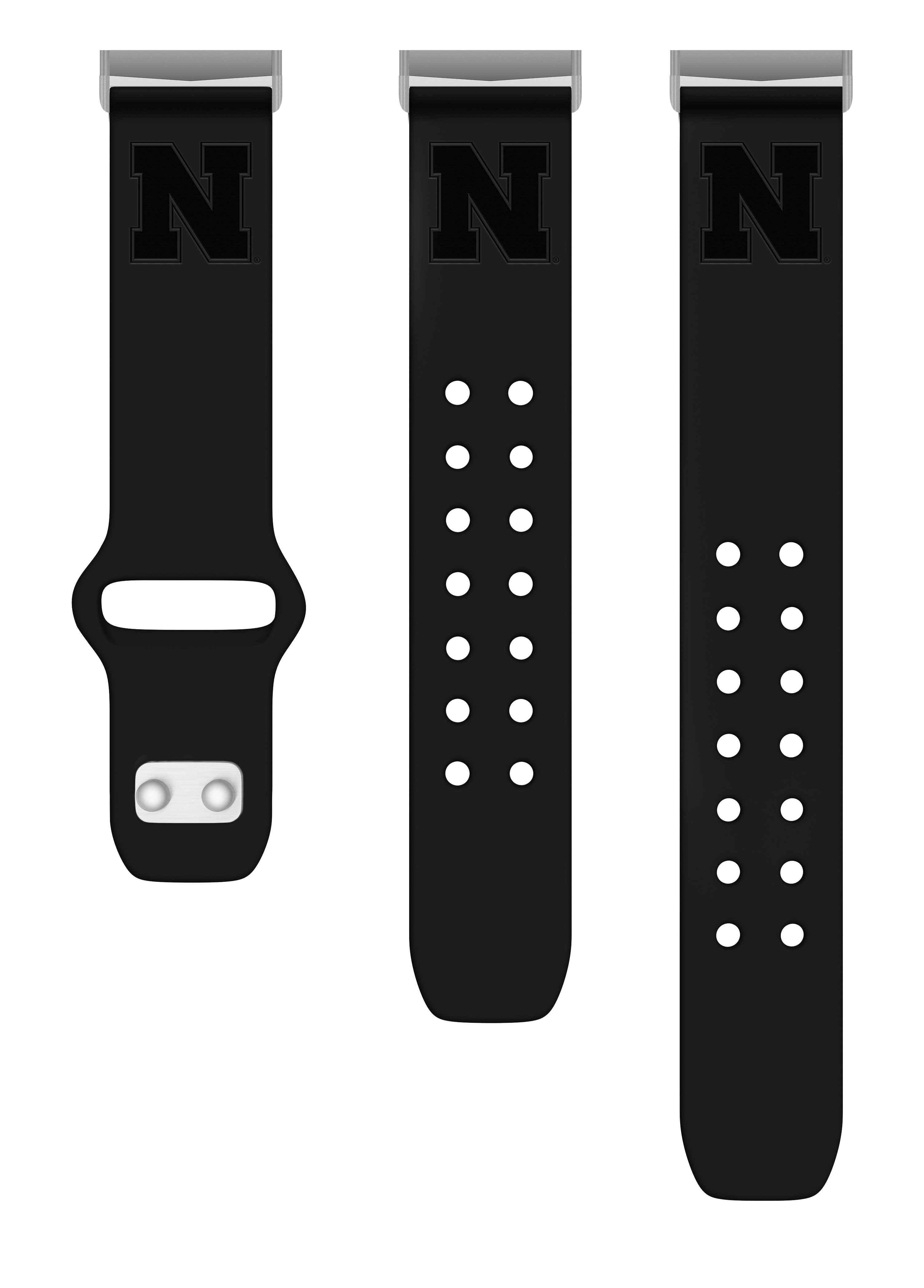 Nebraska Engraved Silicone Unisex Watch Band for Fitbit Versa 3 and Sense (Black) by Affinity Bands