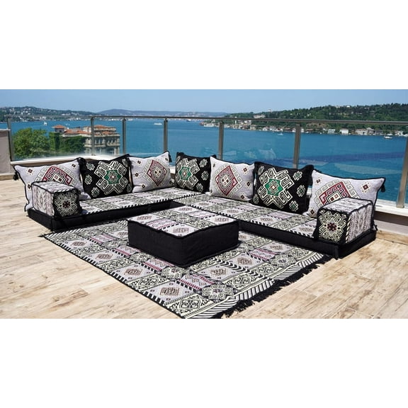 L Shaped Gray Sleeper Couch, Arabic Majlis, Sofa Bed, Meditation Cushion, Floor Couches, Turkish Sofa Seating Set, Floor Cushions for Adults