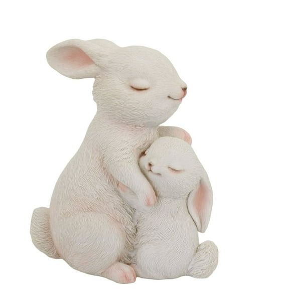 Hi-Line Gift Ltd. Tender Moments: Polyresin Mother & Baby Rabbit Figurine in Elegant White