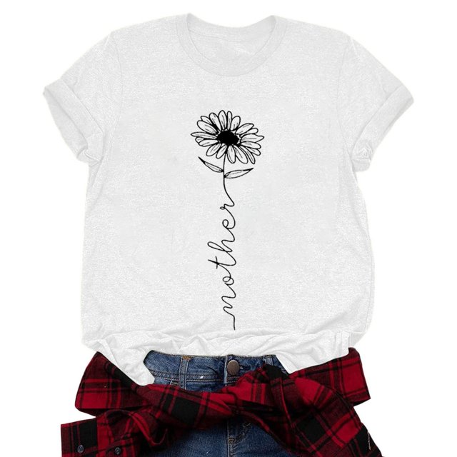Gibobby Blusa Casual de Mujer Camiseta manga corta con cuello redondo y estampado diente león G para mujer(Azul celeste,CH)