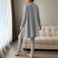 thumbnail image 3 of YUGYXL Women's 3 Piece Lounge Sweatsuit Ribbed Knit Long Sleeve Cardigan Sleeveless Crop Tank Top Legging Pants Loungewear Sets Gray M, 3 of 8