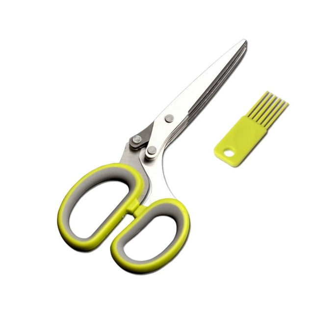 Tijeras para hierbas, tijeras para cortar hierbas trituradas, tijeras para verduras y hierbas. con cepillo
