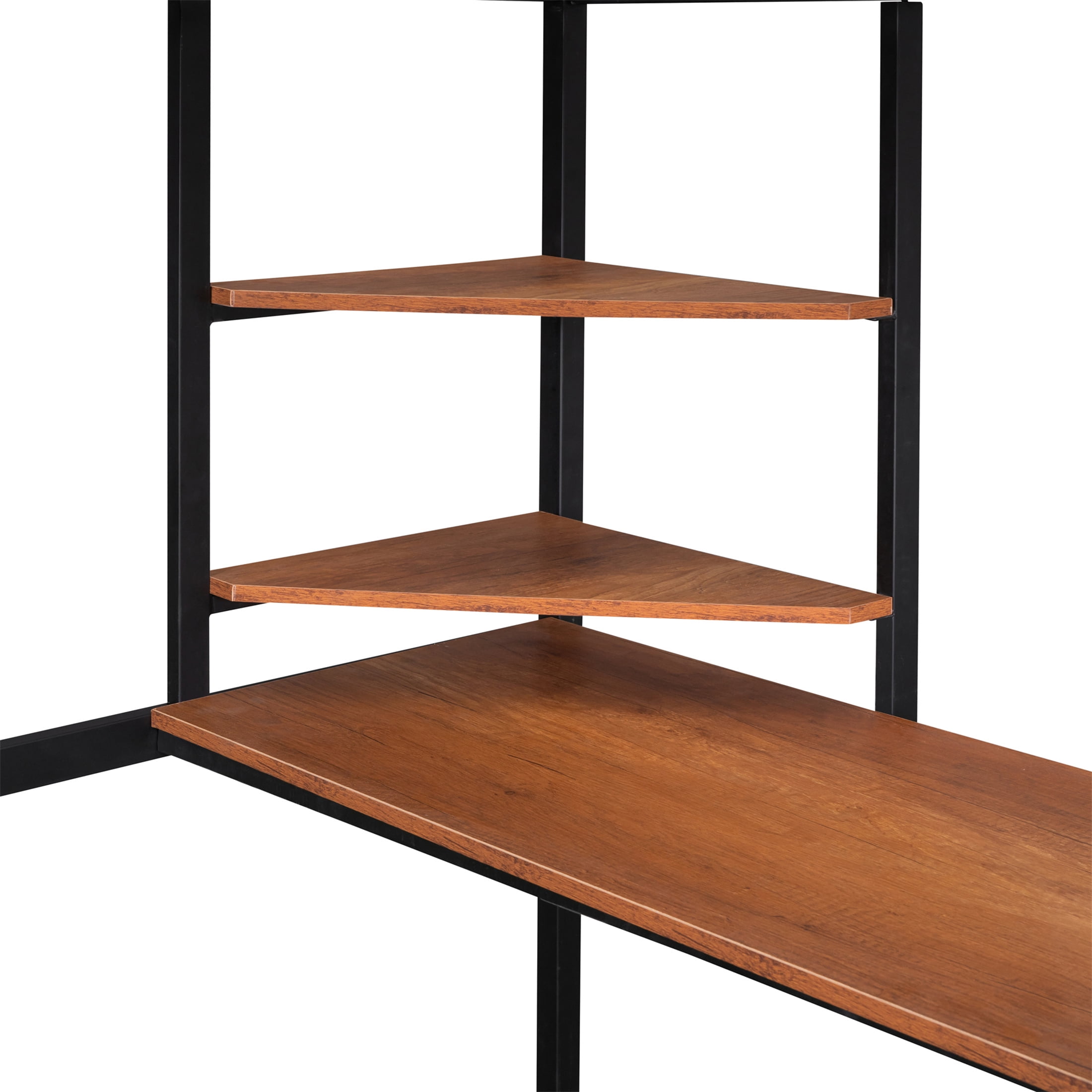 Aukfa Full Size Loft Bed with Desk and Shelves for Adults Teens, Heavy Duty Metal Bed Frame, Black