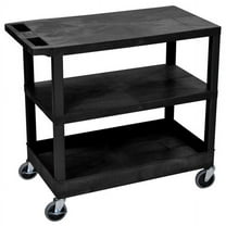 Luxor 18" x 32" Three Shelf Combination Flat/Flat/Tub Utility Cart - Black