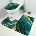 thumbnail image 2 of Teal and Gold Marble Wavy Veins Pattern Bathroom Rugs Sets 3 Piece,Toilet Cover Set,Absorbent Non Slip Bathroom Mats Sets with U-Shaped Contour Rug Toilet Rug Set, 2 of 5