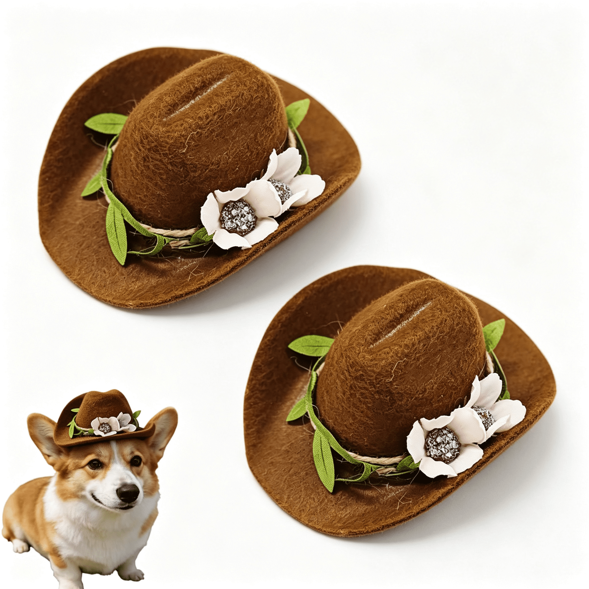 GASTROPOD 2Pcs Chicken Hats for Hen Small Animal Pet Hat with Adjustable Elastic Strap and Pink Flowers Decoration Tiny Cowboy Hat for Chicken Hamster Parrot