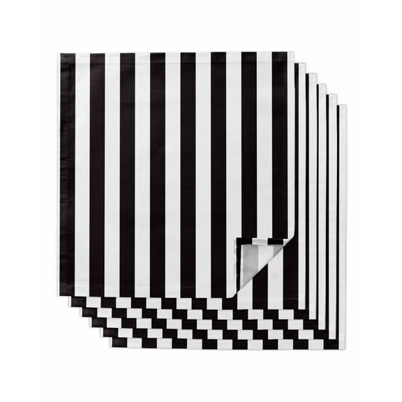Simple Black White Stripes Cloth Napkins Washable Set of 6, Modern Stripes Reusable Dinner Table Napkins Cloth Bulk for Weddings Kitchen Restaurants Hotel Events Parties 20 x 20 Inch