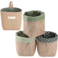thumbnail image 1 of Pack Hanging Storage Bags (4PCS-GREEN), Cotton Linen Foldable Storage Basket with Handle for Toys, Makeup, Small Stuff, Keys, 1 of 5