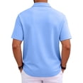thumbnail image 5 of Qwertyu Men's Polo Shirts Short Sleeve Cotton 3 Buttons Golf Classic Fit Casual Performance T-Shirt Light Blue S, 5 of 8