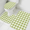 thumbnail image 3 of Green Plaid Bath Mat 3 Piece Bathroom Rug Set, Gradient Geometric Buffalo White Checkered Non Slip Bath Rug Contour Mat and Toilet Lid Cover, Absorbent Shower Mats Soft Bath Rugs and Mats Sets, 3 of 8