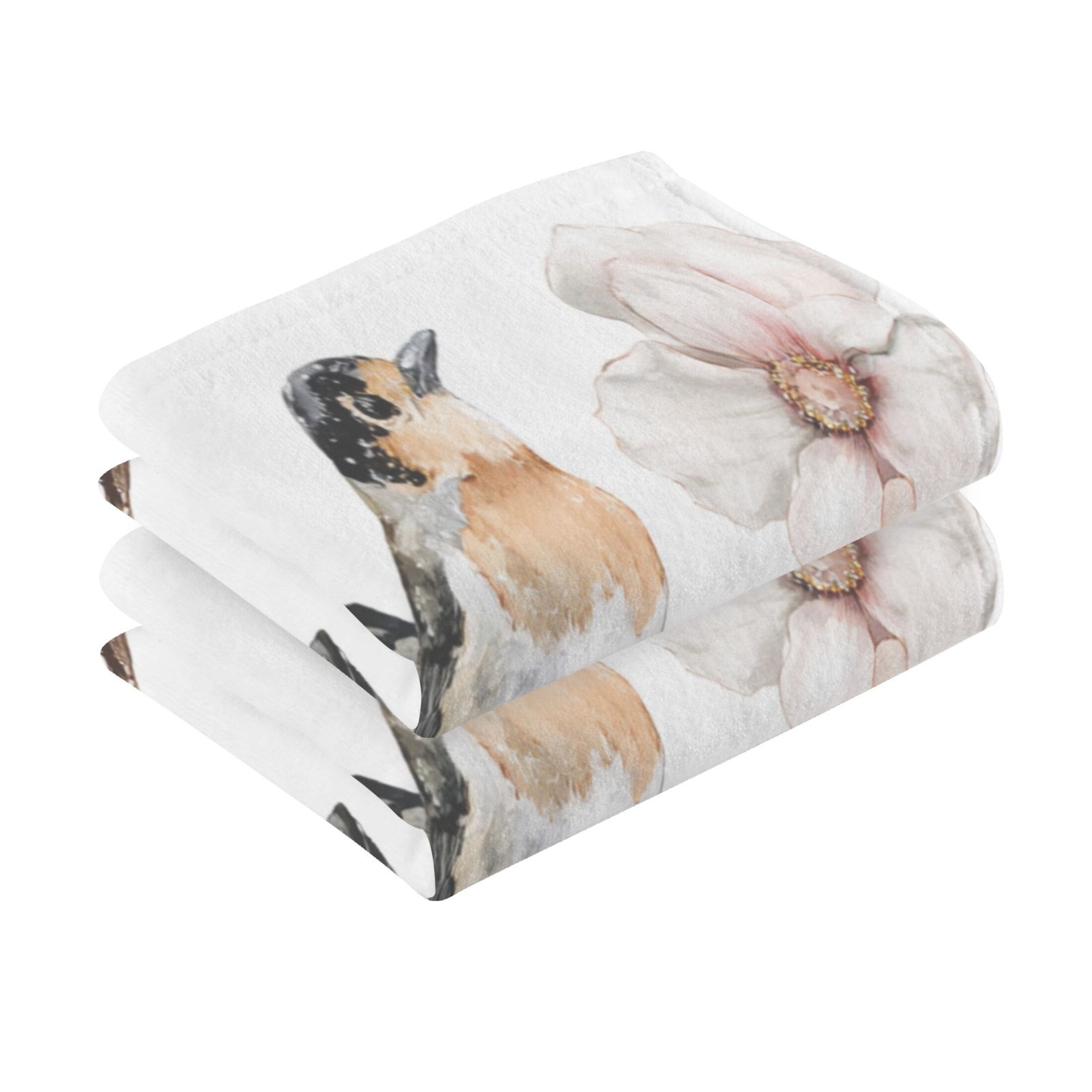 2 Pieces of Cotton Towel Face Towel Set Hand Towel Bath Towel Cotton Bath Towel Sets Christmas Winter Flowers