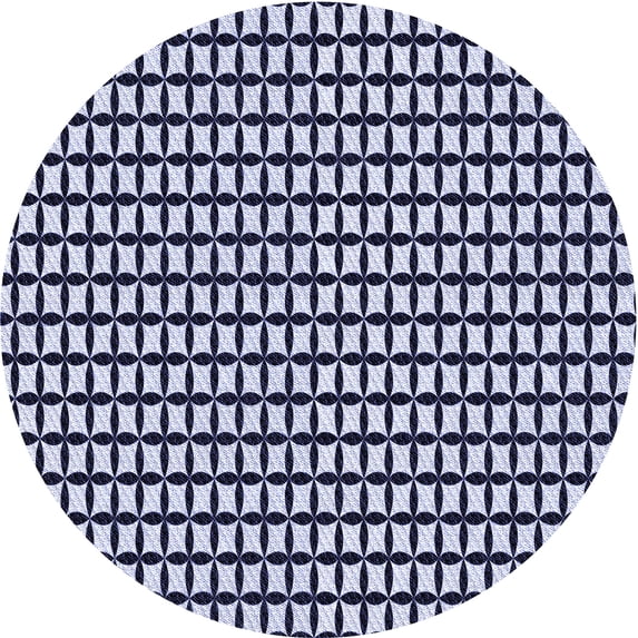 Ahgly Company Machine Washable Indoor Round Transitional Midnight Blue Area Rugs, 3' Round