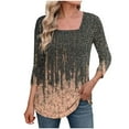 thumbnail image 2 of Women's 3/4 Sleeve Shirts Square Neck Summer Tops Dressy Casual Basic Tees Ladies T Shirts Blouses, Limited Time Under 10 Dollars SA-474, 2 of 5