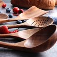 thumbnail image 5 of Juego De Utensilios De Madera Para Cocina Messon, Cucharas De Cocina De Teca Natural Hechas A Mano, Espátula De Madera Para Utensilios De Cocina Antiadherentes (7 Juegos), 5 of 5