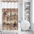 thumbnail image 2 of No Hook Shower Curtain, Farmhouse Star Brown Shower Curtains for Bathroom with See Through Top Window, Retro Branches Berry Wooden Grain Waterproof & Washable Bath Curtain Small Stall 36"x78", 2 of 9