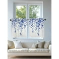 thumbnail image 4 of Eucalyptus Leaves Blue Tier Curtains 36 Inch Length,Sheer Curtains for Bedroom Living Room,Watercolor Spring Botanical Rod Pocket Voile Drapes Kitchen Curtains Small Half Window 27.5"x36" 2 Panels, 4 of 7