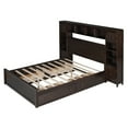thumbnail image 5 of Harper & Bright Designs Queen Size Platform Bed with All-in-One Cabinet and Storage Shelf, Wooden Queen Bed Frame with 4 Drawers and Sockets, Espresso, 5 of 17