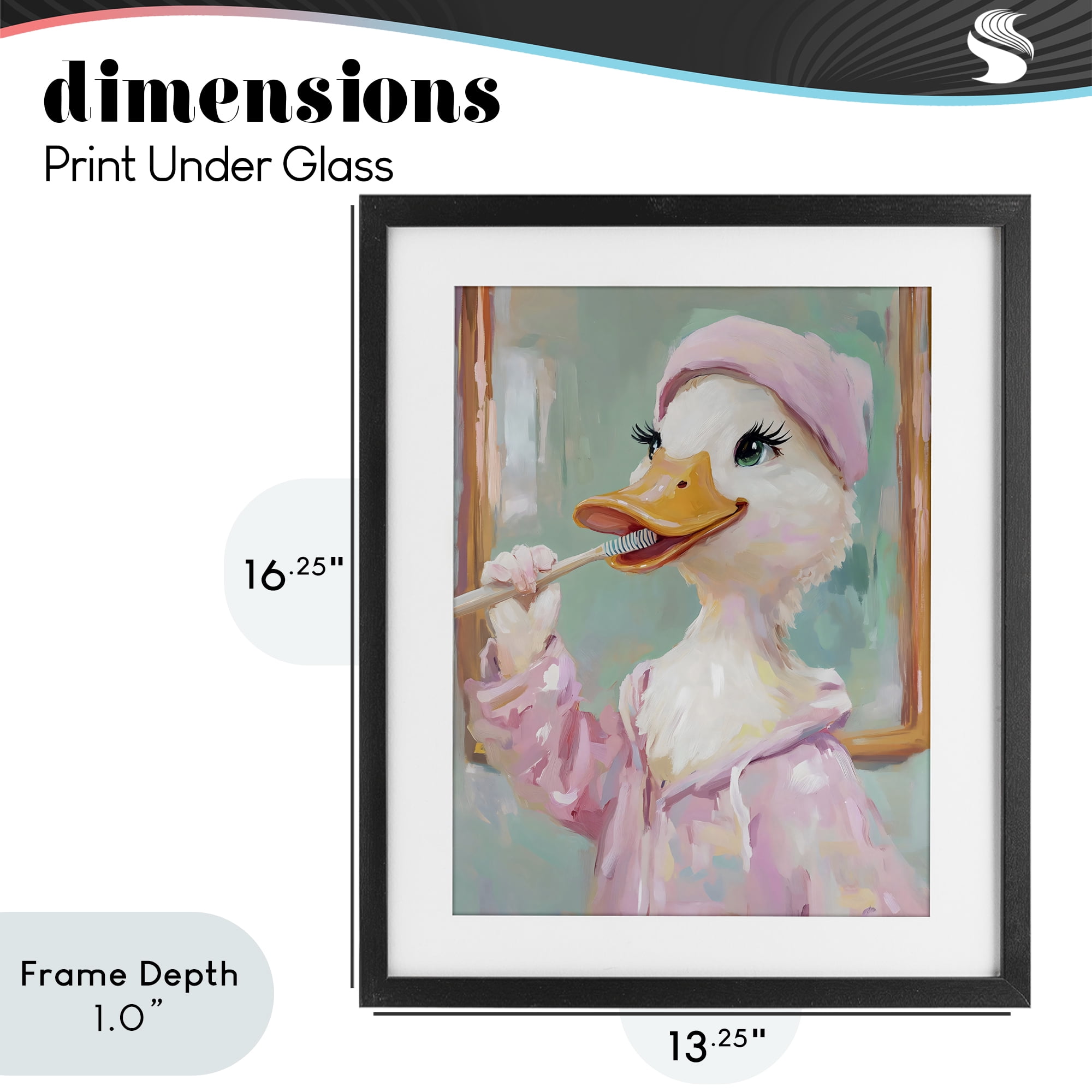 Stupell Industries Duck Brushing Teeth Black Framed Print Under Glass, design by The Prints Vibe