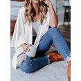 thumbnail image 3 of Women's Waffle Knit Kimono Cardigans Lightweight 3/4 Batwing Sleeve Sweater Beach Cover Up, White, X-Large, 3 of 5