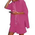thumbnail image 5 of MSJUHEG Summer Sets for Women Pajama Sets Short Set Linen Shorts for Women 2 Piece Outfits Sweatsuit Summer 2 Piece Sets for Women 2 Piece Summer Sets for Women Hot Pink L, 5 of 7