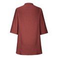 thumbnail image 4 of Summer Tops for Women Casual Loose Fit 3/ 4 Sleeve Linen Shirt Stylish Breathable Summer Top For Everyday Wear Women Short Sleeve Button up Western Shirts Cute Shirt Junior Brown XL, 4 of 5