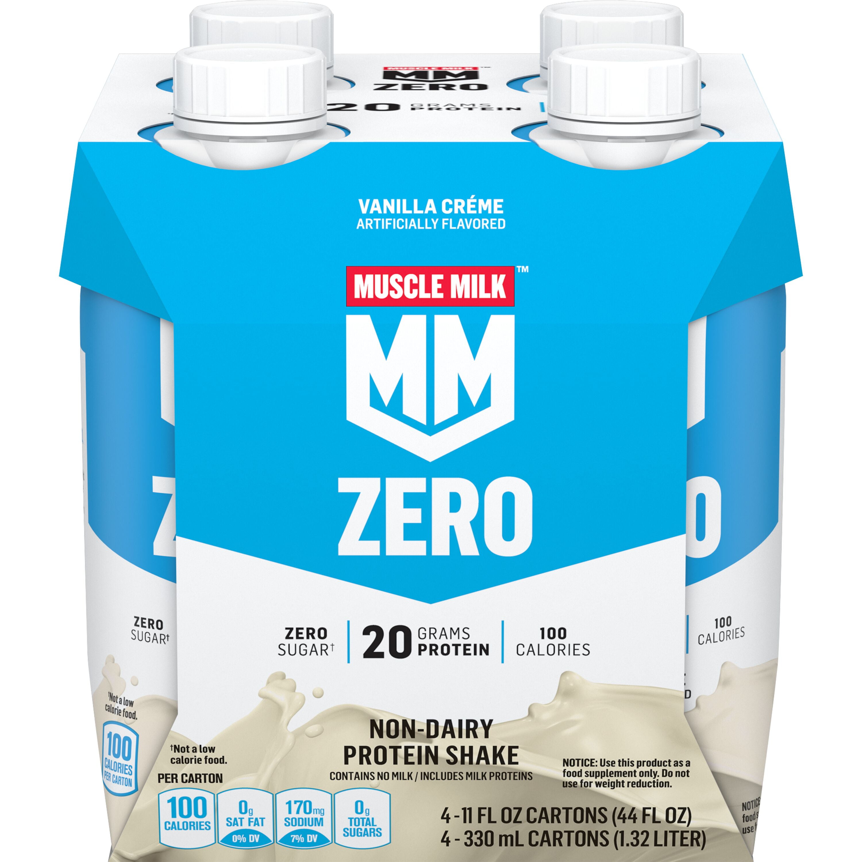 Muscle Milk Zero Protein Shake Vanilla Creme, 11.16 Fl Oz Bottle, 4