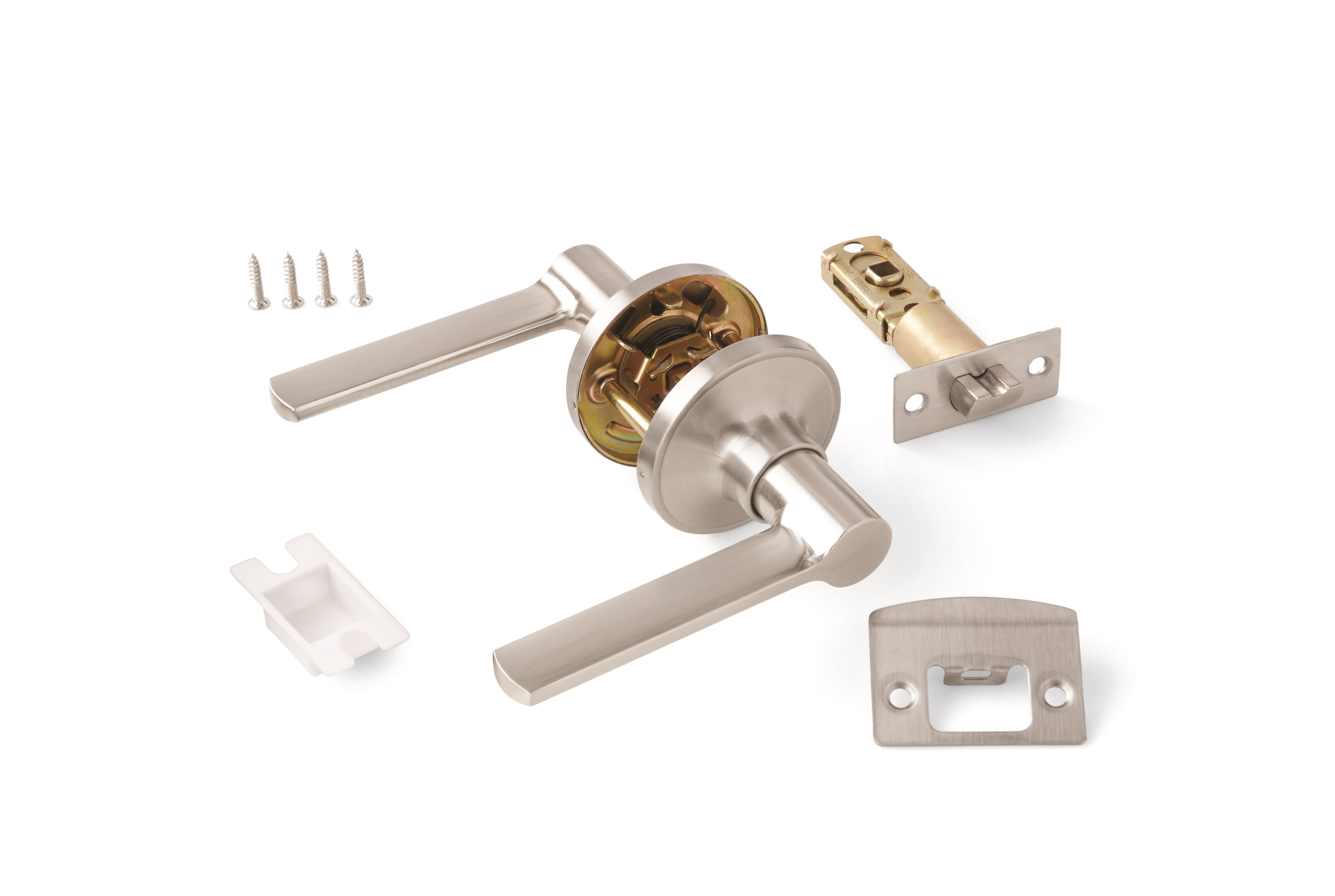 Hyper Tough Non-Locking Hall and Closet Lever Satin Nickel with Round Rosette