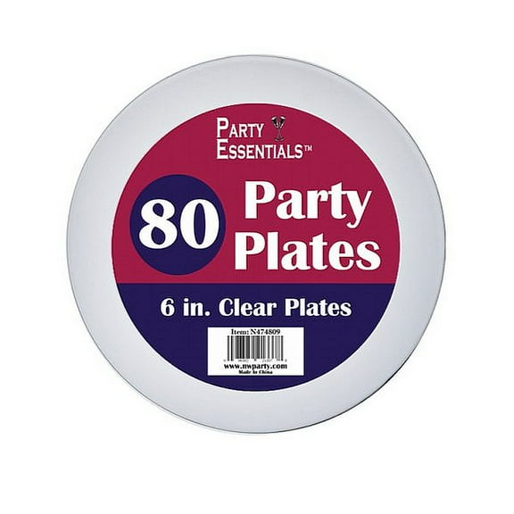 1 - Party Essentials 6" Party Plate - Clear 80 Ct.