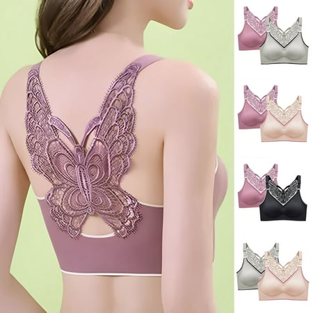 Fesfesfes Bras for Women Wireless 2-Pack Women Sexy Back Top Bra Wire Free Underwears Base Style Sports Bralette