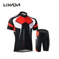 thumbnail image 1 of Men Breathable Quick Dry Comfortable Short Sleeve Jersey + Padded Shorts Cycling Clothing Set Riding Sportswear, 1 of 7