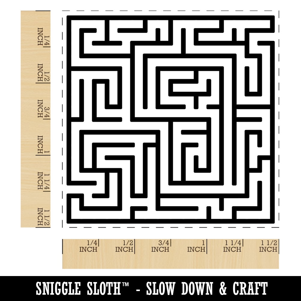 Labyrinth Maze Puzzle Game Self-Inking Rubber Stamp Ink Stamper - Black Ink - Large 1-1/2 Inch