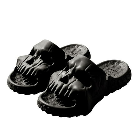 

Skull Design Single Band Slides 2023 New Skull Design Slippers EVA Thick Bottom Couple Beach Sandals Unique Non-Slip Slippers for Women Men Home Indoor Outdoor Non Slip Quick Drying Cloud Slippers