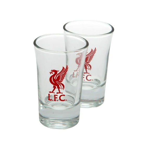Forever Collectibles Liverpool FC Licensed Liverpool FC Product Blue Glass Shot Glasses, Set of 2
