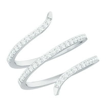 Rosec Jewels Certified Real Diamond Wrap Ring - Cocktail Ring for Women - HI-SI Quality - Ready to Gift, 10K White Gold, US 8.50