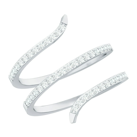 Rosec Jewels Certified Lab Created Diamond Wrap Ring for Women - Cocktail Ring - EF-VS Quality - Ready to Gift, 925 Sterling Silver, US 4.00