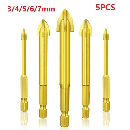 

5Pcs Efficient Universal Drilling Tool Multifunctional Cross Alloy Drill Bit Tip