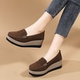 thumbnail image 4 of BLTIBY Women's Thick Sole Suede Wedge Loafers Comfortable Anti Slip Arch Support Casual Walking Shoes Brown 40, 4 of 9