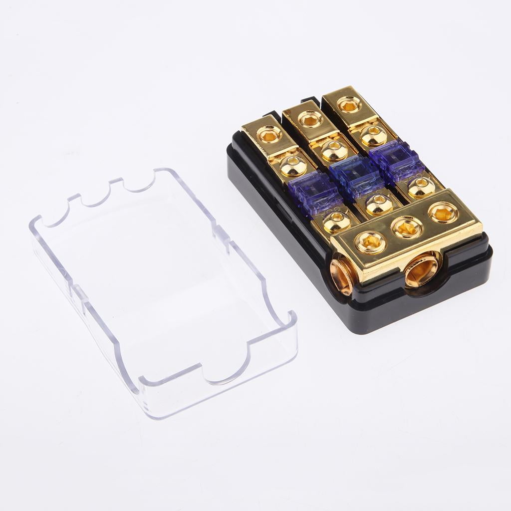 funtasica Car Stereo Audio 3-Way 80A In-Line Fuse Holder Power Distribution Block With Waterproof Cover