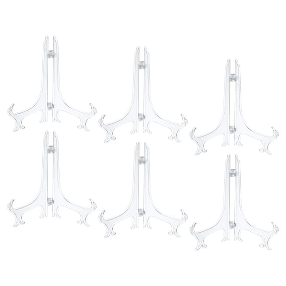 Uxcell 6Pack 6.8" Easel Plate Holder, Plastic Folding Display Stand Clear for Home