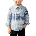 thumbnail image 2 of LJEFF Little Boys Patchwork Plaid Button Shirt, Pocket Soft Chest Loose Breathable Lightweight Gift Kids Top Light Blue Size 5-6, 2 of 9