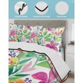 thumbnail image 3 of Full Size Quilt Bedding Set, Flowers Leaves Reversible Summer Quilt 3 Pieces, Tropical Summer Botanical Watercolor Lightweight Bedspreads Coverlets with 2 Pillow Shams for All Seasons, 3 of 5