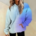 thumbnail image 2 of TRUBKH hoodies for women Fleece Sweatshirts womens long sleeve tops hoodie women pullover sweaters for women Women's Long Sleeve Gradient Letter Printed Pocket Hoodie Blue 3XL, 2 of 5