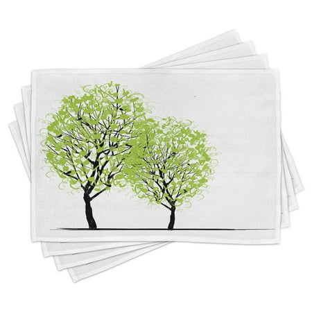 

Ambesonne Tree of Life Place Mats Set of 4 Warm Season Tree Standard Size Green Black Blue