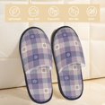 thumbnail image 2 of Fotbe Purple Floral Gingham Check Plaid Pantuflas Peludas para Mujer con Estampado, Zapatillas de Peluche, Zapatos de Invierno para Casa, Uso Interior y Exterior-Large, 2 of 8