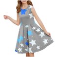 thumbnail image 2 of Delliss Girls Dresses Sleeveless Summer Casual Round Neck Sundress Star Print A Line Twirly Skater Dresses, 2 of 6