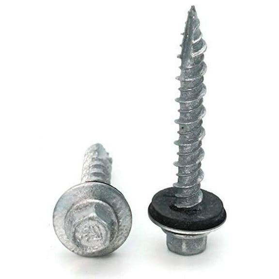 Hex Washer Head Hi-Lo Thread Mechanical Galvanized Roofing Screws - #10 x 1" Qty 1000