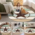 thumbnail image 5 of Beige Sage Green Texas Star Round Area Rug 7 FT, Non Slip Living Room Area Carpet, Vintage Stars Wooden Washable Soft Circular Rug Non-Shedding Floor Carpet for Bedside Office Play Room Classroom, 5 of 9